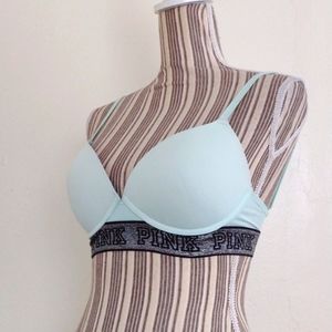 Victoria's Secret PINK Pale Green Wear Everywhere Wire Free Push Up Bra Size 32D